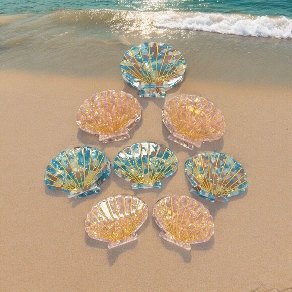 PEARLOID SUMMER SEASHELL CLAW CLIP (BLUE) - Picture 7 of 8